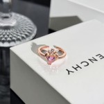 甜系玫瑰金粉钻戒指女巴洛克皇冠爱心蝴蝶结精致百搭小众叠戴指环