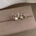 中古咖啡金双层蕾丝戒指女款小众设计法式高级轻奢精致开口食指环