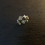 镂空闪钻滴釉四叶花戒指女ins小众设计轻奢高级时尚精致开口指环
