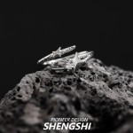 韩版星星戒指小众高级感不规则纹理时髦个性冷淡风食指戒开口指环
