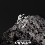 韩版星星戒指小众高级感不规则纹理时髦个性冷淡风食指戒开口指环