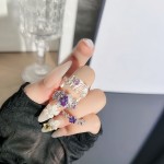 紫色浪漫磨砂音符镂空紫钻戒指女小众设计感星星几何气质韩版指环