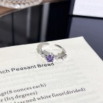 紫色浪漫磨砂音符镂空紫钻戒指女小众设计感星星几何气质韩版指环