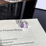 紫色浪漫磨砂音符镂空紫钻戒指女小众设计感星星几何气质韩版指环