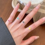 简约彩色笑脸戒指女欧美时尚个性设计感开口指环叠戴食指戒批发