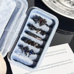 哥特式浪漫混搭暗黑甜酷蝴蝶结心形开口戒指无性别风叠戴个性指环