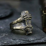 艺尚《金石》戒指黑色小众个性指环ins潮男高级感复古做旧食指戒