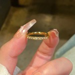 极细素圈戒指女小众设计钛钢戒指情侣对戒满钻指环满天星半圈钻戒