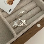 S925纯银麻花缠绕素圈戒指女ins冷淡风小众极简设计感食开口指环