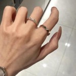 小红书爆款复古满钻菱形拉丝戒指精致轻奢高级感冷淡风叠戴指环女