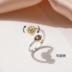 跨境热卖花蕊旋转戒指女时尚解压焦虑太阳花瓢虫开口指环解压戒指