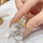 转转招财猫戒指女小众高级感轻奢抖音热卖开口可旋转锆石指环饰品