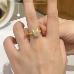 转转招财猫戒指女小众高级感轻奢抖音热卖开口可旋转锆石指环饰品