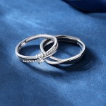 莫比乌斯情侣戒指男女一对开口指环时尚小清新镶钻交织情侣对戒