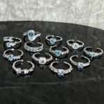 清蓝皓钻浪漫海蓝锆石显白气质开口戒指女精致小众冷淡风百搭指环