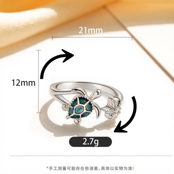 跨境新品时尚气质海洋系列海龟戒指夏季海边度假开口指环厂家批发