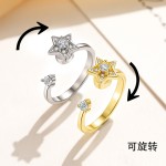 亚马逊速卖通新款五角星戒指开口可调节解压指环女欧美个性手饰品