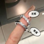小红书爆款复古满钻菱形拉丝戒指男女对戒精致轻奢高级感叠戴指环