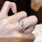 夏季多巴胺莫奈花园彩虹戒指简约高级感彩色钻石指环女饰品现货