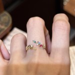 夏季多巴胺莫奈花园彩虹戒指简约高级感彩色钻石指环女饰品现货