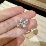 高级感马眼三生石2克拉戒指女款复古个性ins结婚指环潮流百搭饰品