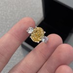 新款2克拉黄色水钻鸽子蛋戒指好运时尚高级感指环轻奢百搭潮手饰