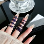 欧美复古黑金紫钻几何镂空开口戒指女朋克潮酷时尚个性食指戒配饰