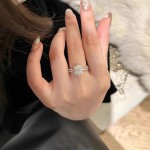 爆闪鸽子蛋雪花钻戒指女ins轻奢高级手饰精致调节食指戒铜锆石