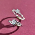 爆款直播货源仿莫桑石50分戒指简约轻奢八心八箭求婚钻戒厂家批发