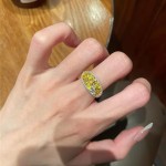 橘子气泡vintage中古戒指招财黄锆满钻精致轻奢高级感显白食指戒