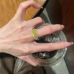 橘子气泡vintage中古戒指招财黄锆满钻精致轻奢高级感显白食指戒
