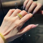 橘子气泡vintage中古戒指招财黄锆满钻精致轻奢高级感显白食指戒