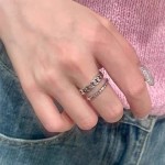 韩版爱心链条戒指女跨境简约时尚个性食指戒复古小众设计饰品批发