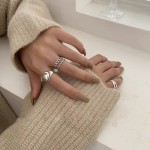 韩版爱心链条戒指女跨境简约时尚个性食指戒复古小众设计饰品批发