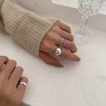 韩版爱心链条戒指女跨境简约时尚个性食指戒复古小众设计饰品批发