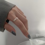 线条交叉开口戒指简约个性学生食指戒子韩版女时尚小众网红首饰品