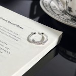 简约碎钻双层叠戴交叉开口戒指女小众轻奢冷淡风百搭高级感食指戒