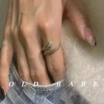 Old babe蛇形戒指女小众设计个性ins可调节蛇骨食指戒镶嵌宝石戒