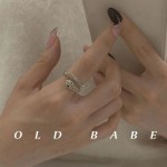 Old babe蛇形戒指女小众设计个性ins可调节蛇骨食指戒镶嵌宝石戒