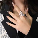 绿眼睛蛇形戒指暗黑系冷淡风时尚独特蛇年戒子纹理缠绕小蛇食指戒
