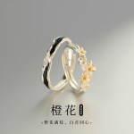 橙花情侣对戒男女款一对戒指小众设计花朵森系新款滴胶送节日礼物