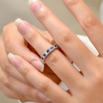 轻奢简约复古设计蓝白锆石戒指女时尚珠宝个性排钻食指戒小众首饰