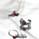 原创小众暗黑风血月液态时尚复古不规则缠绕设计开口肌理情侣戒指