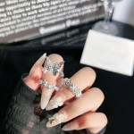 冰雪秘境清冷感新款蓝钻雪花蝴蝶设计感戒指女轻奢简约小众食指戒