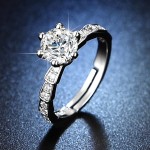 跨境快手小红书网红直播仿真莫桑石戒指女一克拉六爪婚戒厂家批发
