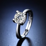 跨境快手小红书网红直播仿真莫桑石戒指女一克拉六爪婚戒厂家批发