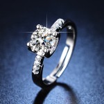 跨境快手小红书网红直播仿真莫桑石戒指女一克拉六爪婚戒厂家批发