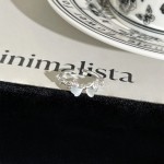星澜碎月极简清冷感白月光石几何戒指女蝴蝶结花朵日常百搭食指戒