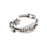 韩国东大门Lucky字母戒指女ins百搭简约冷淡风双层开口戒手饰批发
