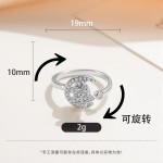 跨境焦虑戒指女螺旋自由旋转戒指开口可调解转动抗压力锆石戒指